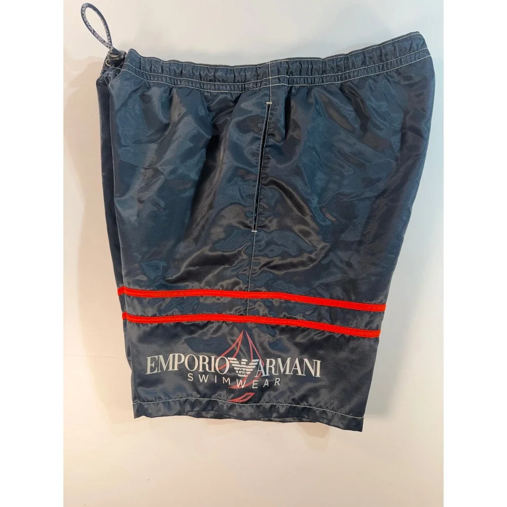Emporio Armani Swimwear Mens Blue Red Stripe Swim Trunks Made in Italy Size M 48